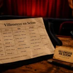 Festival villeneuve les avignon, affiche Villeneuve en Scène avec horaires 18h et 21h30