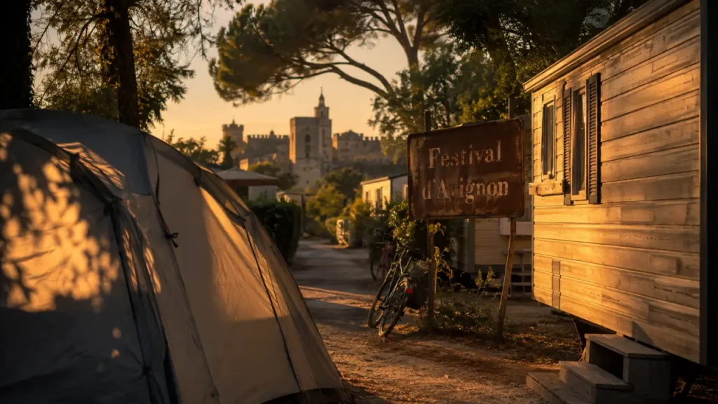 Camping festival avignon : tente au calme, accès vers le centre