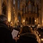 Concerts de noël cathédrale Avignon à la basilique Saint-Pierre, programme papier en premier plan
