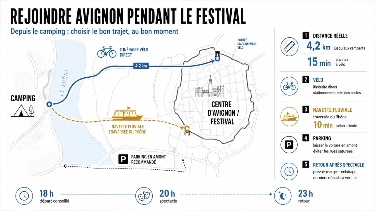 Camping festival avignon : distances et accès vers le centre d’Avignon