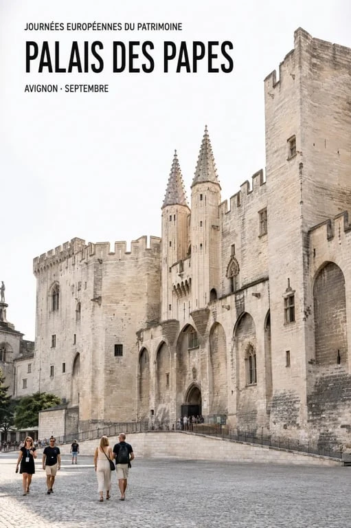 Journée du patrimoine Avignon au Palais des Papes avec des visiteurs